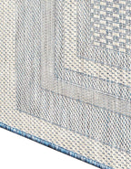 Unique Loom Outdoor Border Collection Area Rug - Soft Border (5' 3" Octagon, Blue/ Ivory)