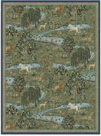 RUGGABLE x Morris & Co Washable Area Rug – Owl & Willow Green 9x12, Stain-Resistant, Non-Slip – Large Machine Washable Rugs for Living Room, Bedroom, Hallway, Entryway & Office–with Cushioned Pad
