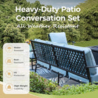 Patio Furniture Set 5 pcs, Outdoor Patio Furniture, 3-Seat Sofa, 2 Swivel Chairs, 2 Ottomans and 5.75" Extra Thick Cushion, Patio Conversation Set for Garden Backyard Deck,Blue