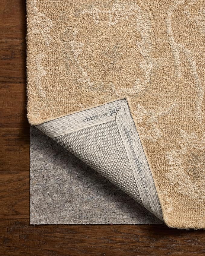 Loloi Chris Loves Julia Dorothea Collection DRT-01 Sand/Pebble 2'-6" x 7'-6" Runner Rug Wool Neutral Floral Living Room Bedroom Carpet