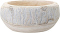 Bloomingville Decorative Hand-Carved Paulownia Wood Bowl, Whitewashed, 10.5 in Diameter, 4.25 in Tall