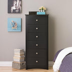 Prepac Sonoma 6 Drawer Dresser for Bedroom, Tall Chest of Drawers, Bedroom Furniture, Clothes Storage and Organizer, 19" D x 23.25" W x 52.75" H, Black