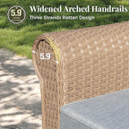 Patio Furniture Set 4 pcs, Wicker Outdoor Patio Furniture, 3-Seat Sofa, 2 Single Sofa and Coffee Table, Rattan Patio Conversation Set for Backyard Deck, Grey