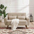 48.8" Small Loveseat Sofa, Mid Century Modern Love Seat Couch with Back Cushions and Plastic Legs, 2 Seater Couches for Living Room, Bedroom, Small Spaces, Beige