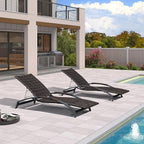 PURPLE LEAF Patio Chaise Lounge Chair Set of 2 Wicker Tanning Outdoor Pool Adjustable Recliner Chair for Outside Beach Poolside Sunbathing Lounger Dark Brown