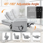 Power Lift Recliner Chair for Elderly People, Dual Motor Lay Flat Recliner with Vibration Massage and Heat, Heavy Duty Motion Mechanism Standing Assistance Reclining Chair, Chenille Fabric Light Gray