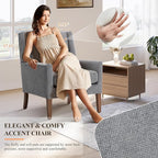 Accent Chairs for Living Room, Mid-Century Wooden Fabric Living Room Chairs, Arm Chair, Side Chairs for Living Room, Bedroom, Reading Nook