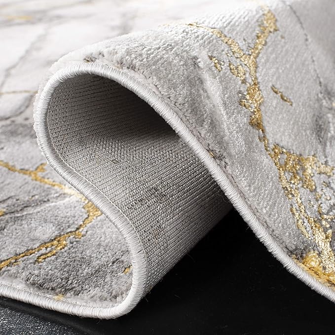 SAFAVIEH Craft Collection Runner Rug - 2'3" x 20', Grey & Gold, Modern Abstract Design, Non-Shedding & Easy Care, Ideal for High Traffic Areas in Living Room, Bedroom (CFT877F)