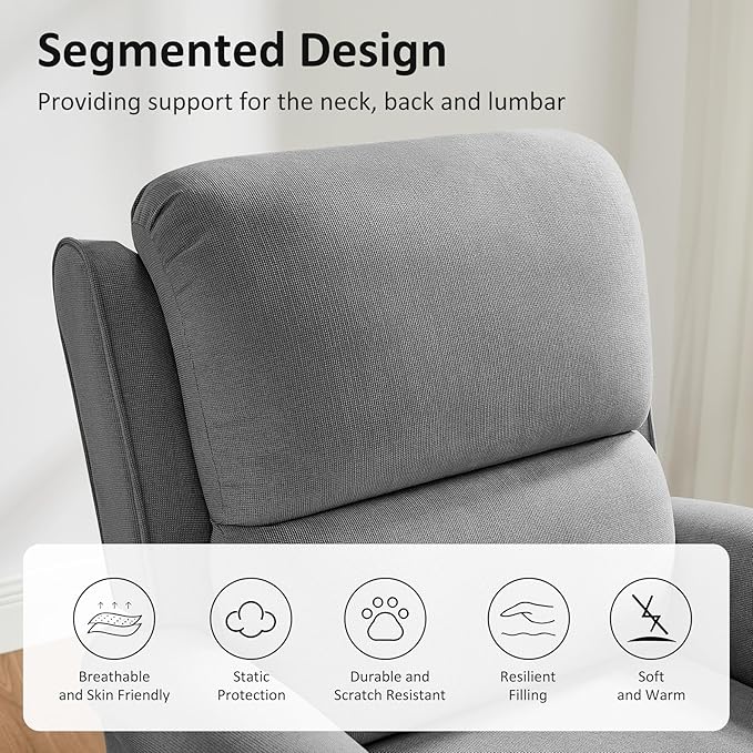 Recliner Chair for Living Room, Modern Reclining Sofa Home Theater Seating with Upholstered Push Back, Mid-Century Reclining Armchair with Lumbar Support, Bedroom, Reading Nook, Office, Set of 2