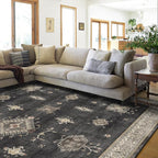 RUGGABLE Washable Vintage Area Rug – Verena Dark Wood 9x12, Stain-Resistant, Non-Slip – Large Machine Washable Rugs for Living Room, Bedroom, Hallway, Entryway & Office–with Standard Pad