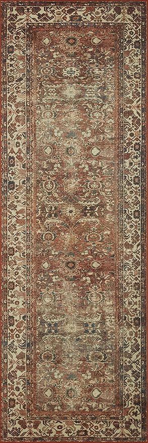 Loloi Magnolia Home by Joanna Gaines Banks Collection BAN-04 Brick/Ivory 8'-6" x 11'-6", .13" Pile Height, Machine Washable, Area Rug