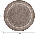 Unique Loom Outdoor Border Collection Area Rug - Soft Border (5' 3" Round Brown/Ivory)