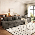 PHI VILLA Cloud Modular Couches Sets, 157.5" Sectional Sofa with Upholstered Deep Seat, 4-Seater Long Couches for Living Room Apartment, Chenille Fabric, Smoky Grey