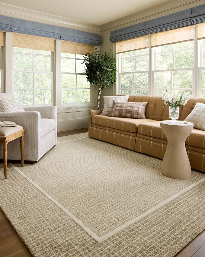 Loloi Chris Loves Julia Briggs Collection, Wheat & Ivory, 3'-6" x 5'-6" Accent Rug – Minimal Gritted Design Area Rugs for Living Room Bedroom Entryway & Hallway No Shed High Traffic Home Decor Rug