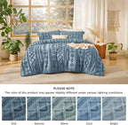 Bedsure Tufted Boho Comforter Set Full Size - Dusty Blue Boho Bed Set, GentleSoft™ 3 Pieces Farmhouse Shabby Chic Embroidery Bedding, Gifts for Woman, Soft Jacquard Full Comforter for All Seasons