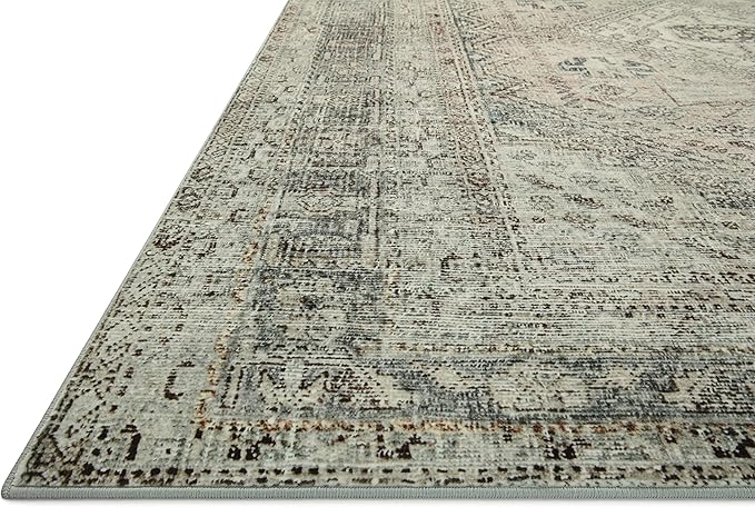 Loloi Magnolia Home by Joanna Gaines Sinclair Collection SIN-04 Natural/Sage 2'-3" x 7'-6", .25" Pile Height, Machine Washable, Runner Rug