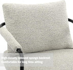 Single Accent Chair for Living Room, Mid Century Modern Upholstered Reading Armchair for Bedroom, Office, with Comfy Chenille Cushion Back & Metal Frame, Light Grey
