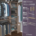 ClosetMaid SuiteSymphony Wood Corner Shelf Unit, 2 Shelves, Adjustable, Stacking, For Storage, Closet, Clothes, Shoes, Décor, Natural Gray