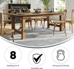 Flash Furniture Hercules Series 8' x 40" Rustic Solid Pine Folding Dining Table, Rectangular Antique Farmhouse Dining and Event Extension Table