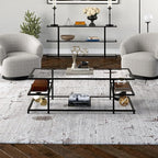 Henn&Hart 54" Wide Rectangular Coffee Table in Blackened Bronze, for Home, Living Room, Bedroom, Entertainment Room, Office