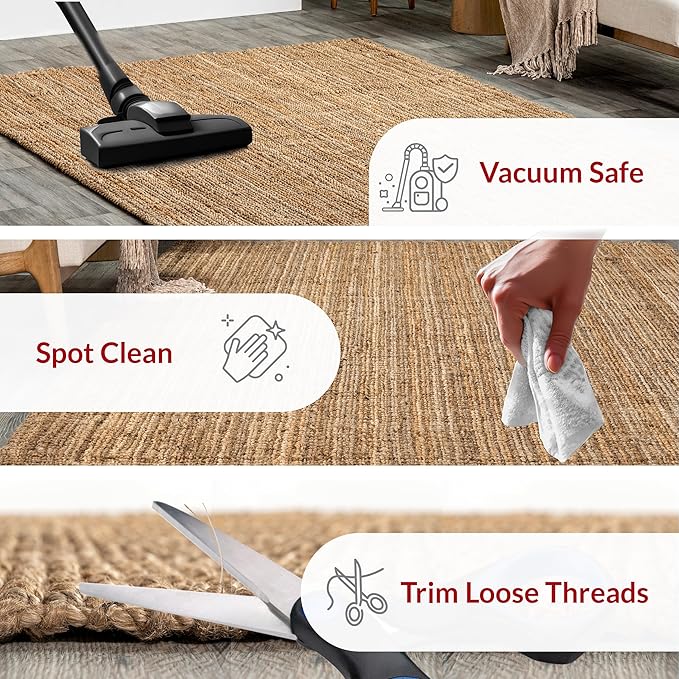 nuLOOM Ashli Solid Farmhouse Jute Runner Rug, 2' 6" x 6', Natural