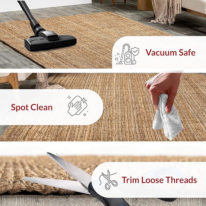 nuLOOM Ashli Solid Farmhouse Jute Area Rug, 10x13, Natural