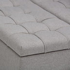 SIMPLIHOME Harrison 36 inch Wide Transitional Square Coffee Table Storage Ottoman in Dove Grey Linen Look Fabric, Assembled, for the Living Room and Bedroom