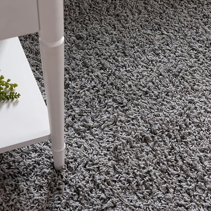 Unique Loom Solid Shag Collection Area Rug (10' 2" Round, Cloud Gray)