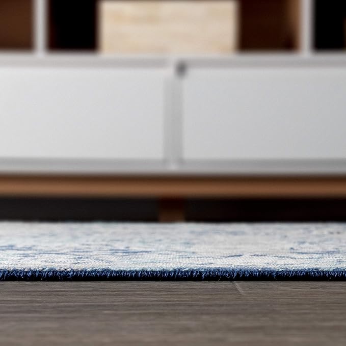 JONATHAN Y Modern Vintage Medallion Navy/Light Gray 9x9 Square Indoor Area Rug, Country, Floral, Easy-Cleaning for Living Room, Bedroom, Kitchen, Pet Friendly, Non-Shedding (MDP100B-9SQ)