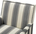 HULALA HOME Modern Accent Chairs Set of 2, Farmhouse High Back Striped Chairs with Wooden Legs & Nail Head Trim, Comfy Upholstered Armchairs for Living Room/Bedroom (Stripe Black)