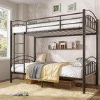 Alohappy Bunk Beds Frame Twin Over Twin, Convertible Into 2 Individual Metal, Removable Ladder & Safety Guard Rail (Black)