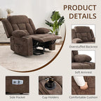 Dual Motor Power Lift Recliner Chair for Elderly, Large Electric Lift Recliner with Massage and Heat, Cup Holders, Side Pocket, Fabric(Brown)