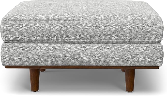 SIMPLIHOME Morrison Mid-Century Modern 89 inch Wide Sofa with Ottoman Set in Mist Grey Woven-Blend Fabric for the Living Room and Family Room
