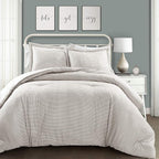 Lush Decor Farmhouse King Size Comforter Set, Reversible Cotton, 3 Piece Set, California King, Gray - Cozy Bedding - Rustic Decor - Modern Farmhouse Bedroom Decor