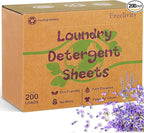 Freelivity Laundry Detergent Sheets, 200 Loads Eco-Friendly Laundry Soap Strips - No Plastic Jug Hypoallergenic Liquid Less Dissolvable Space Saving Sheets for HE machine, travel, home clothes washing