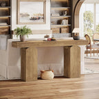 Tribesigns 63" Long Entryway Table, Farmhouse Console Table with 2 Arched Pedestal Legs, Wooden Sofa Console Behind The Couch for Entrance, Hallway, Living Room (Natural)