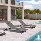 PURPLE LEAF Patio Chaise Lounge Chair Set of 2 Wicker Tanning Outdoor Pool Adjustable Recliner Chair for Outside Beach Poolside Sunbathing Lounger Light Gray