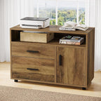 Tribesigns L Shaped Desk with Drawer Cabinet, 63" Executive Computer Desk and lateral File Cabinet, 2 Piece Home Office Furniture with Drawers for Hanging, Door (Rustic Brown, 63 inches)