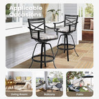 Pellebant 30" Sunbrella Outdoor Bar Stools Set of 2, Aluminum Swivel Patio Bar Height Barstools with Back & Footrest, Tall Barstool Chairs for Deck Lawn Garden, Milano Char