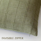 Foindtower Set of 2 Decorative Linen Check Throw Pillow Covers Neutral Farmhouse Vintage Cushion Covers Modern Boho Home Decor for Sofa Chair Couch Bedroom Living Room,24×24 Inch,Sage Green