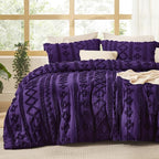 Bedsure Tufted Boho Comforter Set King Size - Purple Boho Bed Set, GentleSoft™ 3 Pieces Farmhouse Shabby Chic Embroidery Bedding, Gifts for Woman, Soft Jacquard King Comforter for All Seasons