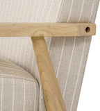 Mid-Century Modern Accent Chair, Natural Wood Frame (Beige Sripe)