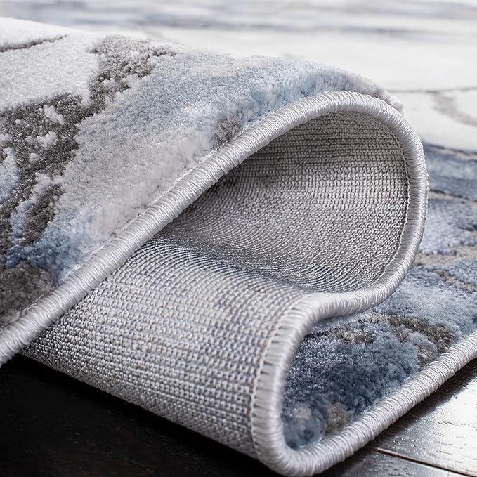 SAFAVIEH Craft Collection Area Rug - 8' x 10', Grey & Blue, Modern Abstract Design, Non-Shedding & Easy Care, Ideal for High Traffic Areas in Living Room, Bedroom (CFT877L)