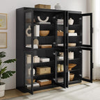 Crosley Furniture Essen 2-Piece Glass Door Kitchen Pantry Storage Cabinet Set, Living Room, Entryway, Black