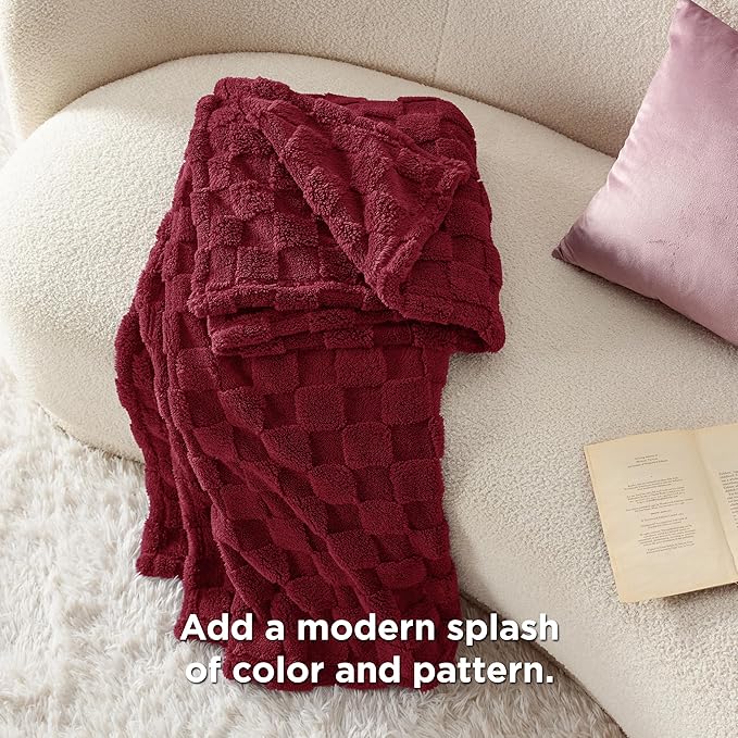 Bedsure GentleSoft Twin Blanket for Bed Red - Super Soft Cozy Blankets for Women Men Girls, Cute Fuzzy Fleece Throws for Bedroom Couch, 60x80 Inches