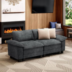 87" Cloud Modular Sectional Loveseat, 2-Seater w/Deep Seat & Removable Arms, Plush Chenille for Small Living Room & Apartment - Cyan