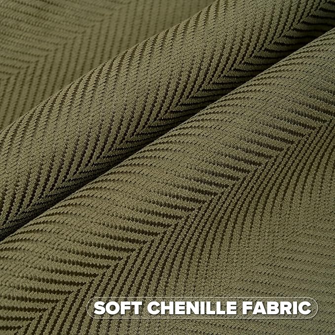 FUTEI Olive Green Chenille Throw Pillow Covers 26x26 Inch Set of 2,Soft Wide Chevron Textured Euro Pillow Shams,Farmhouse Home Decor for Couch Bed Living Room