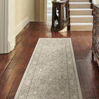 RUGGABLE x Morris & Co Machine Washable Runner Rug – Montreal Natural Stone 2.5x7, Stain-Resistant, Non-Slip – Washable Rug for Hallway, Entryway, Living Room & Kitchen–with Standard Pad