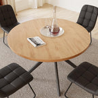 45.3 Inch Round Dining Table Set for 4, Mid Century Modern Small Kitchen Coffee Set for Dining Room Kitchen Apartment (Oak Table + 4 U-Shaped Black Chairs)