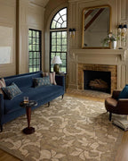 Loloi Chris Loves Julia Rue Collection RUE-02 Olive/Sage 5'-0" x 7'-6" Area Rug Jute Neutral Floral Living Room Bedroom Rug